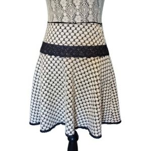Lux Lux Lux Black & White Knit Circle Skirt w/Lace